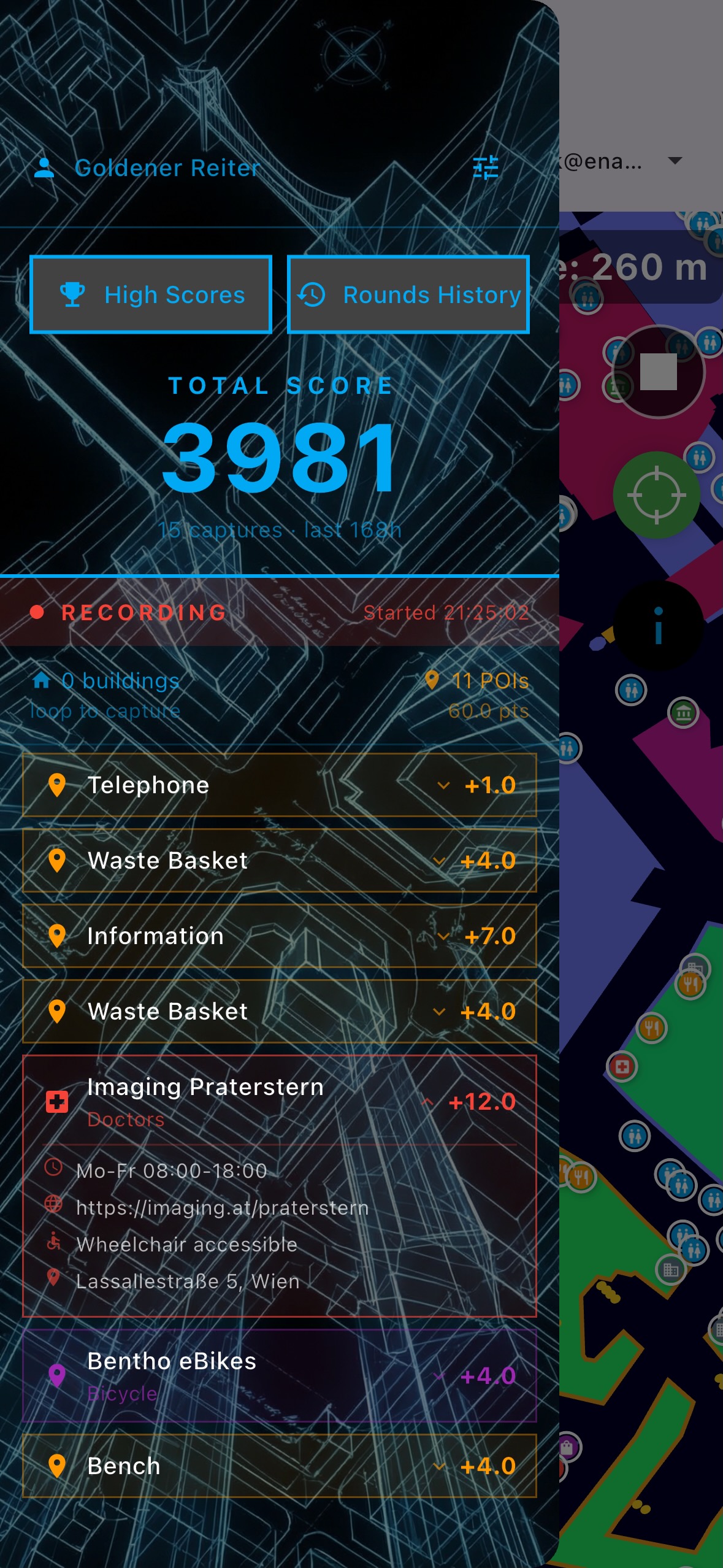 Full POI detail with map, website and phone links
